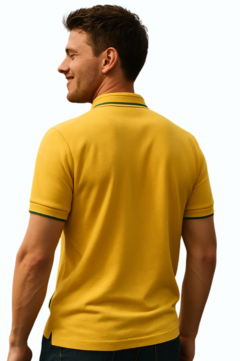 Men's Premium Cotton Papaya Yellow Polo – Bright Colors with Contrast Tipped Collar