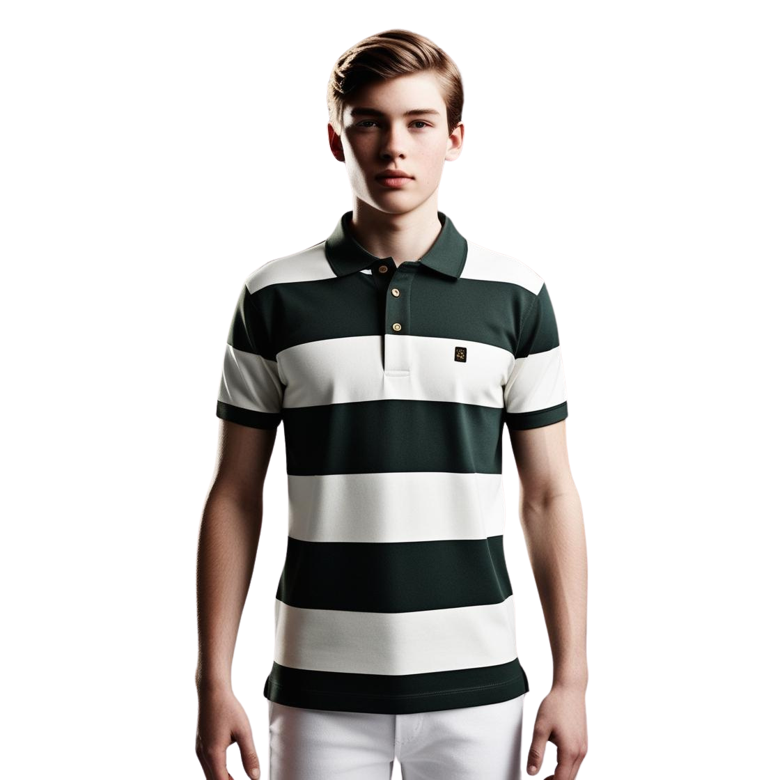 Green & White Striped Polo T-Shirt for Men – Smart Casual by BarelyStylish