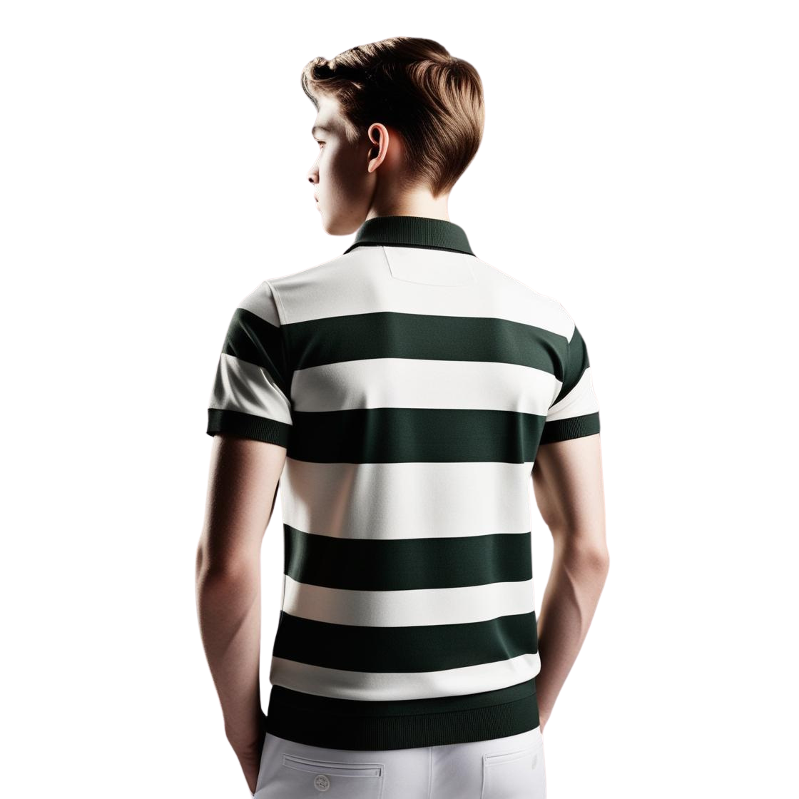 Green & White Striped Polo T-Shirt for Men – Smart Casual by BarelyStylish