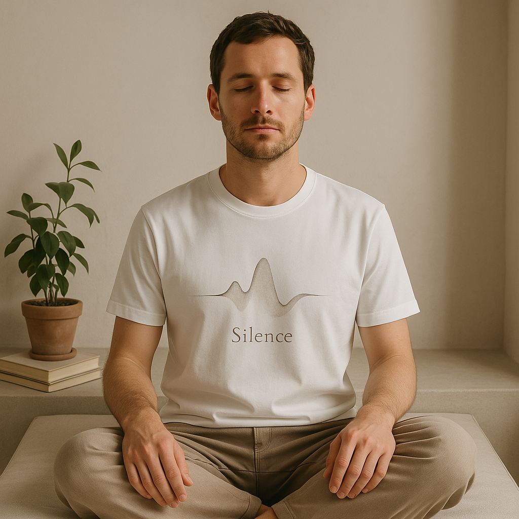 BarelyStylish Abstract Silence White Cotton T-Shirt for Men – Soft, Breathable & Minimal