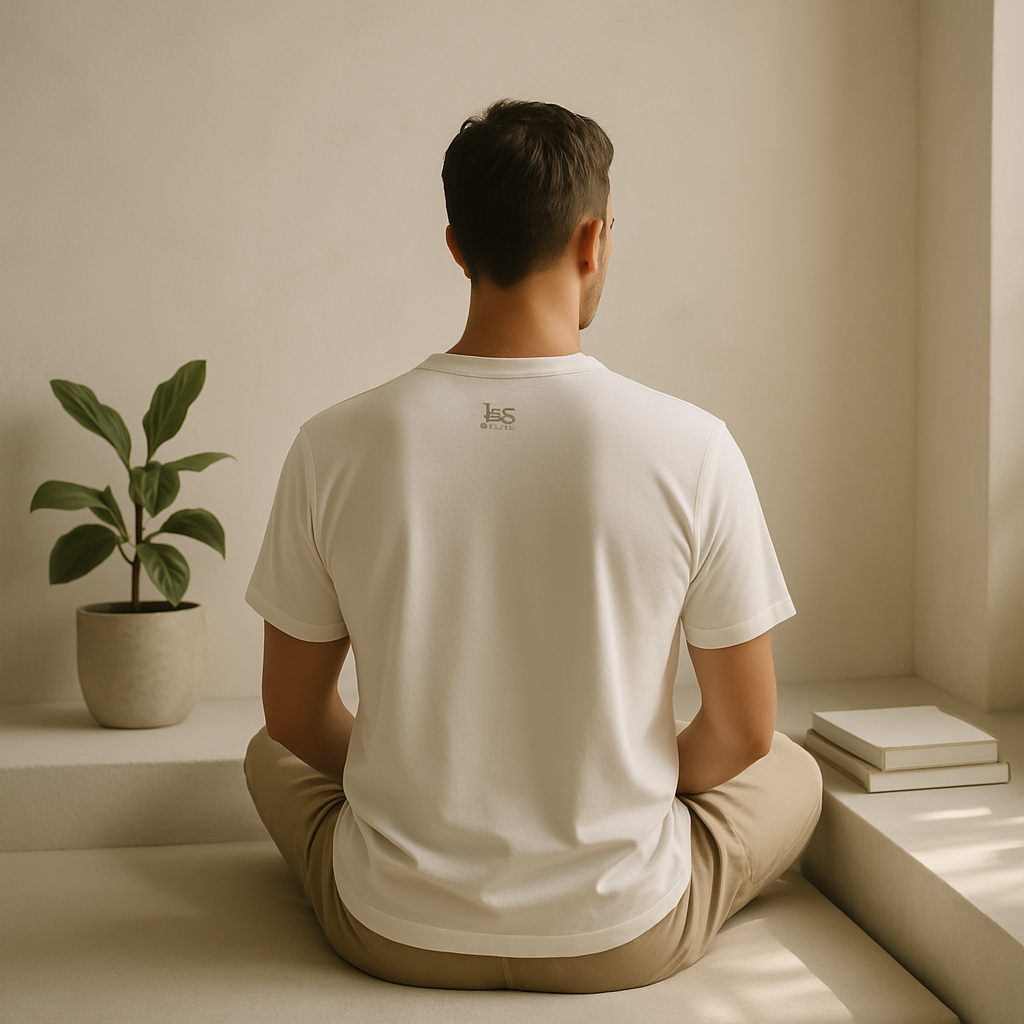 BarelyStylish Abstract Silence White Cotton T-Shirt for Men – Soft, Breathable & Minimal