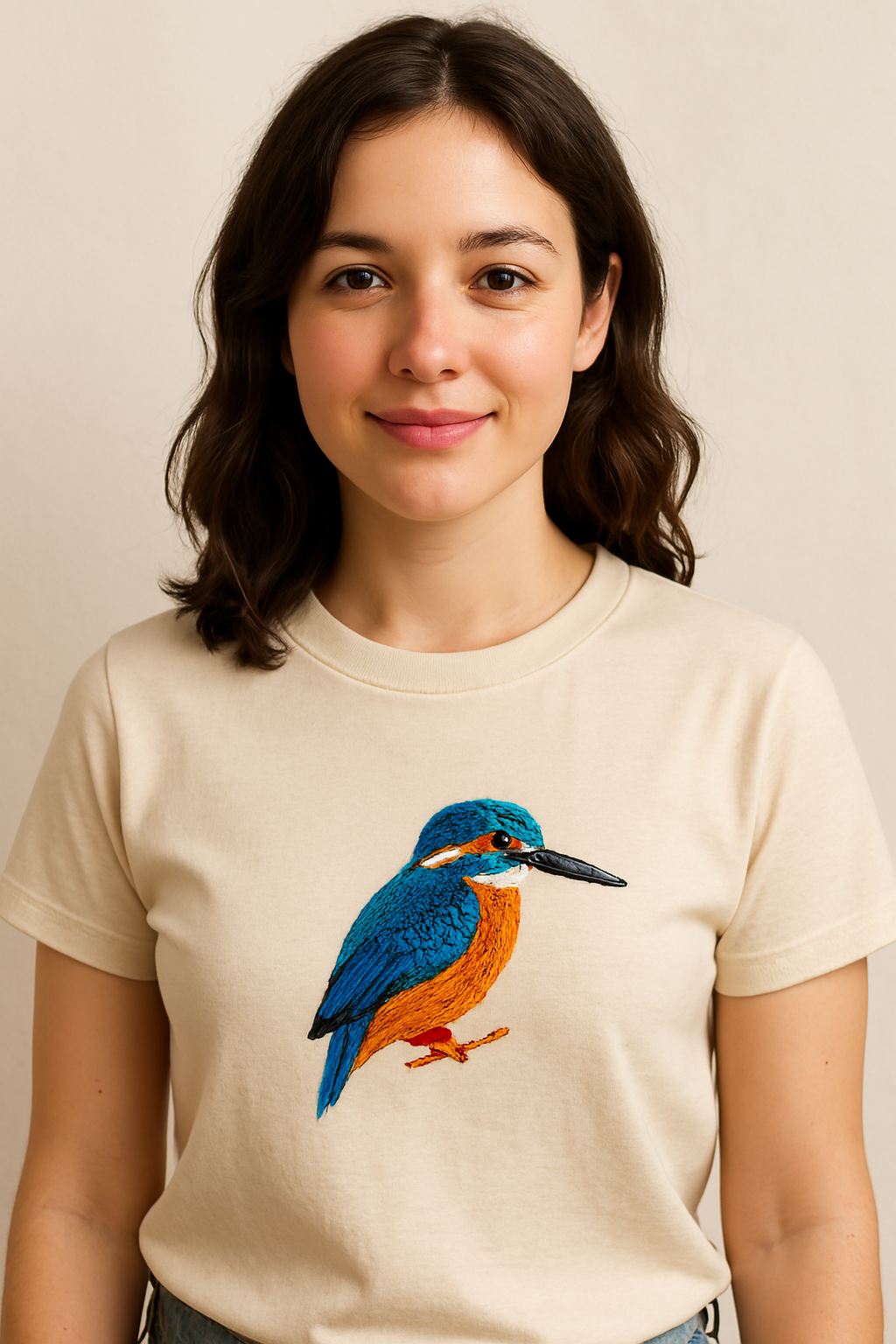 Best Cotton T-Shirts for Women – Kingfisher on the tree by BarelyStylish