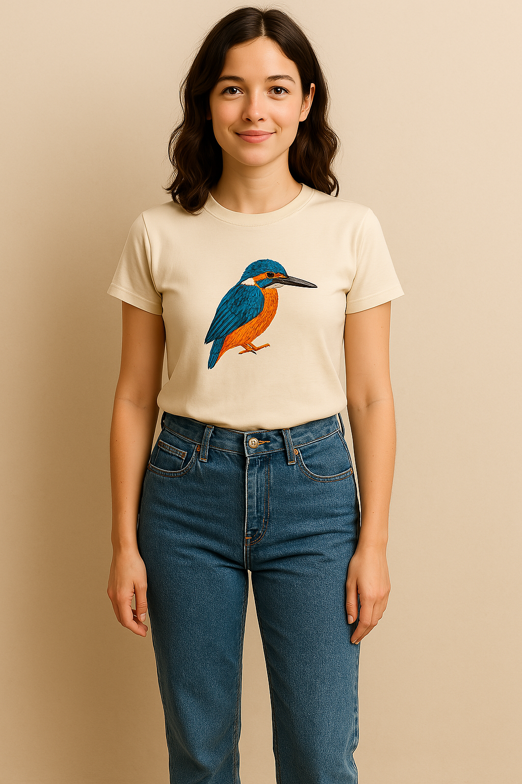 Best Cotton T-Shirts for Women – Kingfisher on the tree by BarelyStylish