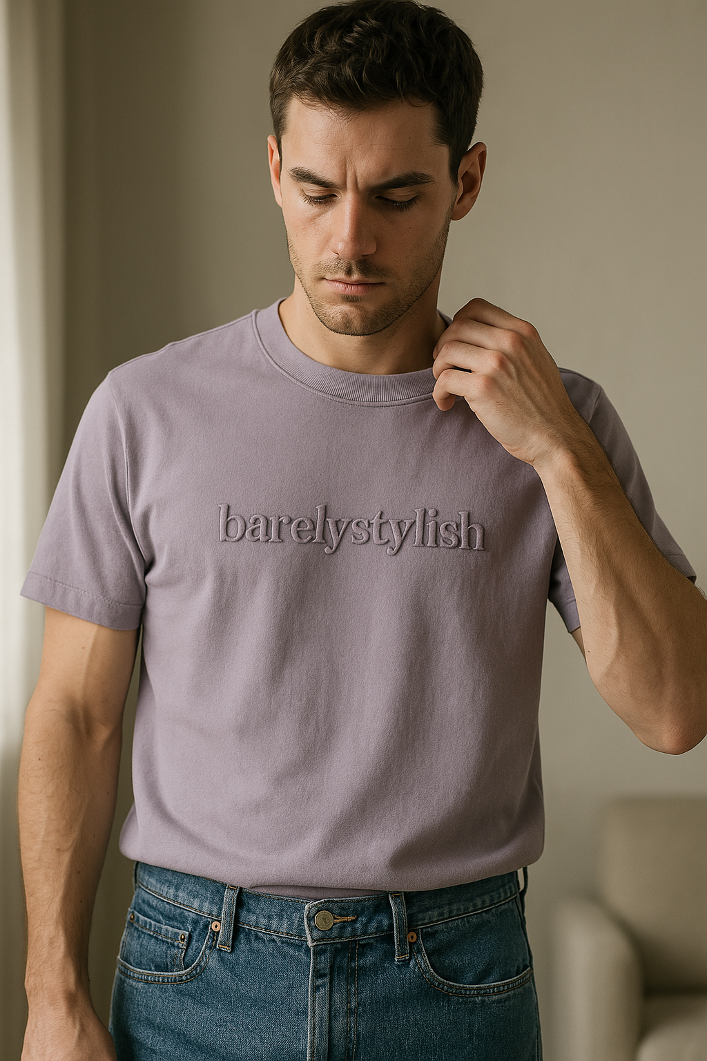 Lavender Cotton Crew Neck T-Shirt – BarelyStylish Limited Signature Edition