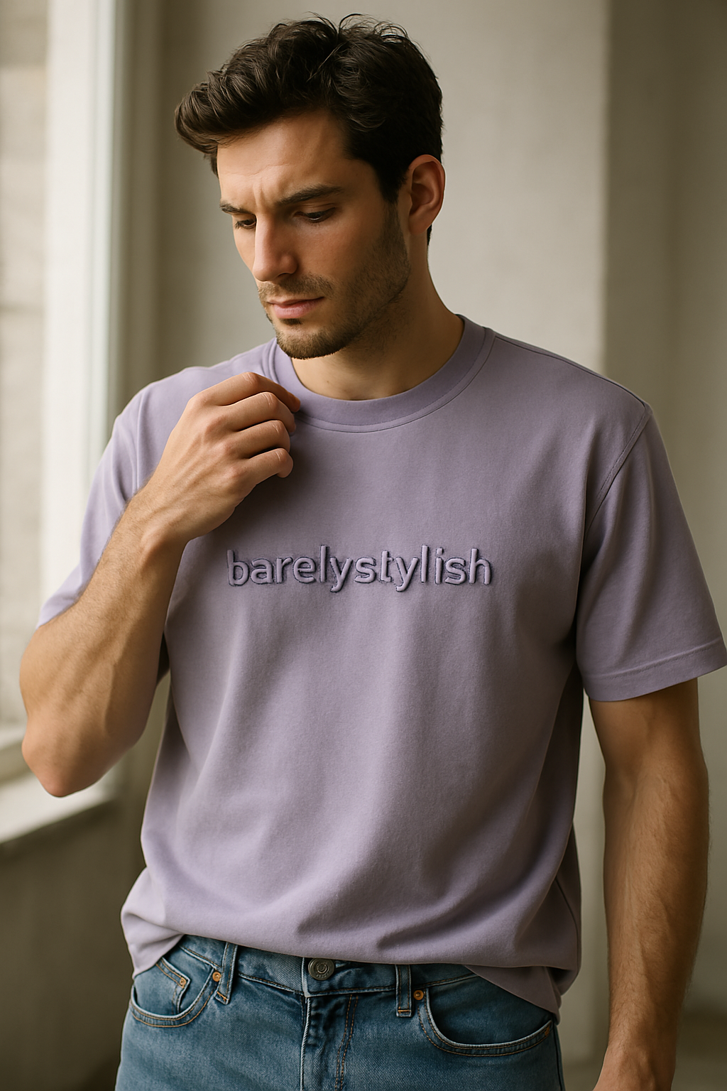 Lavender Cotton Crew Neck T-Shirt – BarelyStylish Limited Signature Edition