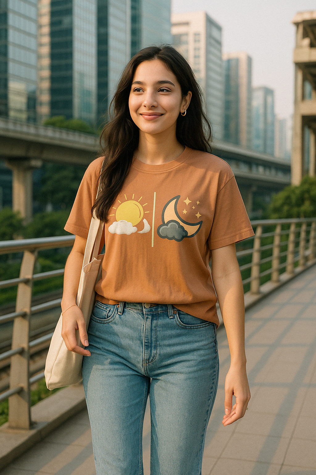 Women’s 100% Cotton Crew Neck T-Shirt – Feather-Soft Comfort | Sun and Moon | BarelyStylish