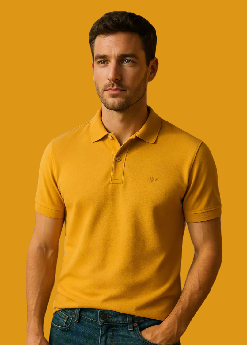 Premium Mustard Polo T-Shirt for Men | Soft Cotton | Smart Casual Wear – BarelyStylish