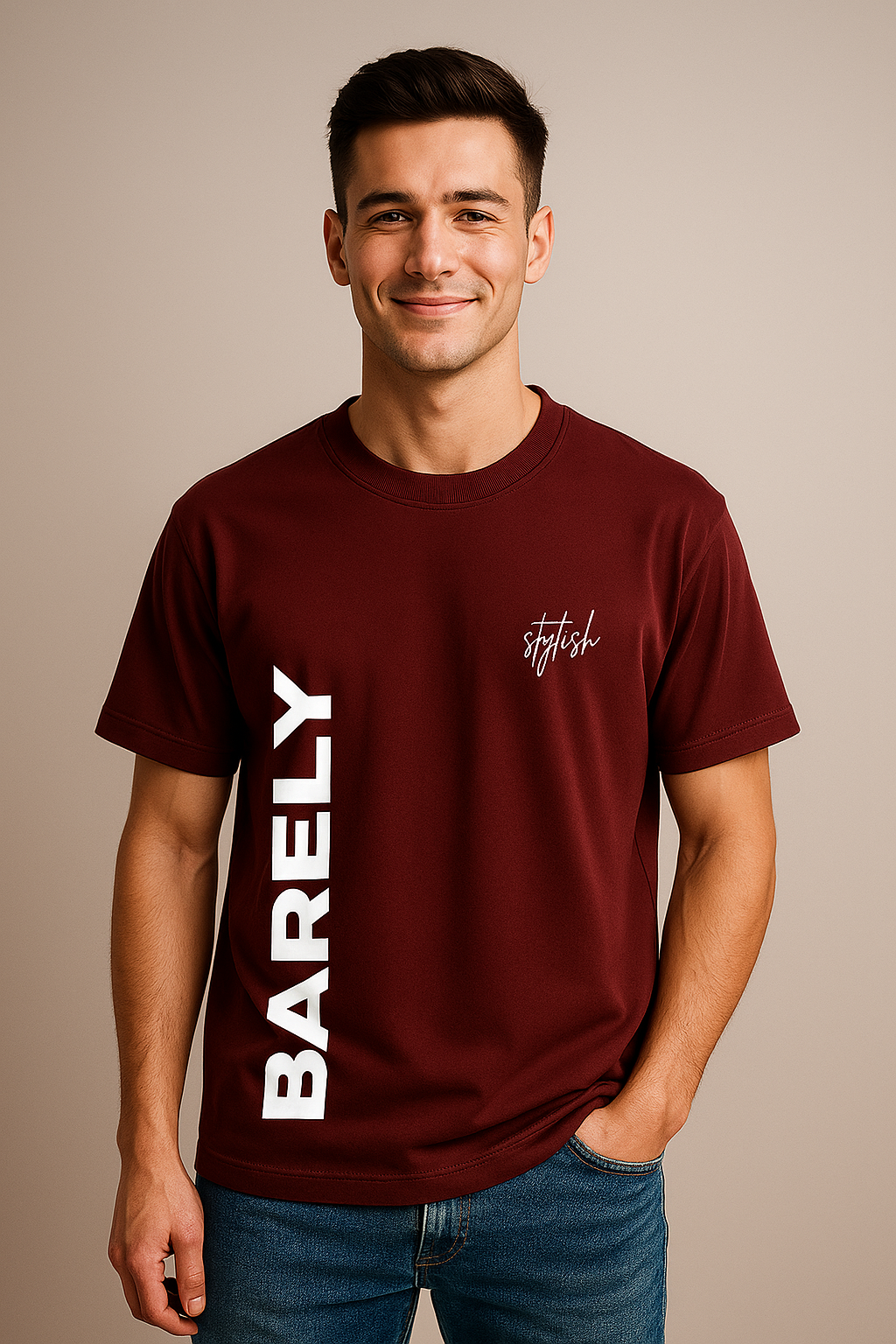BarelyStylish Men’s Crew Neck BARELY Signature T-Shirt