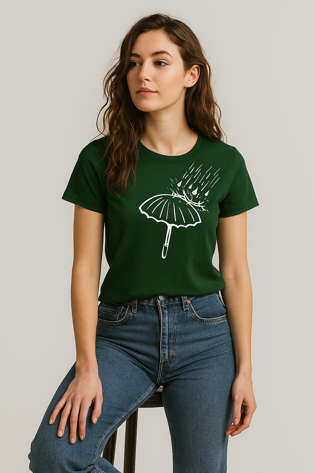 BarelyStylish Crewneck T-Shirt for Rainshowers