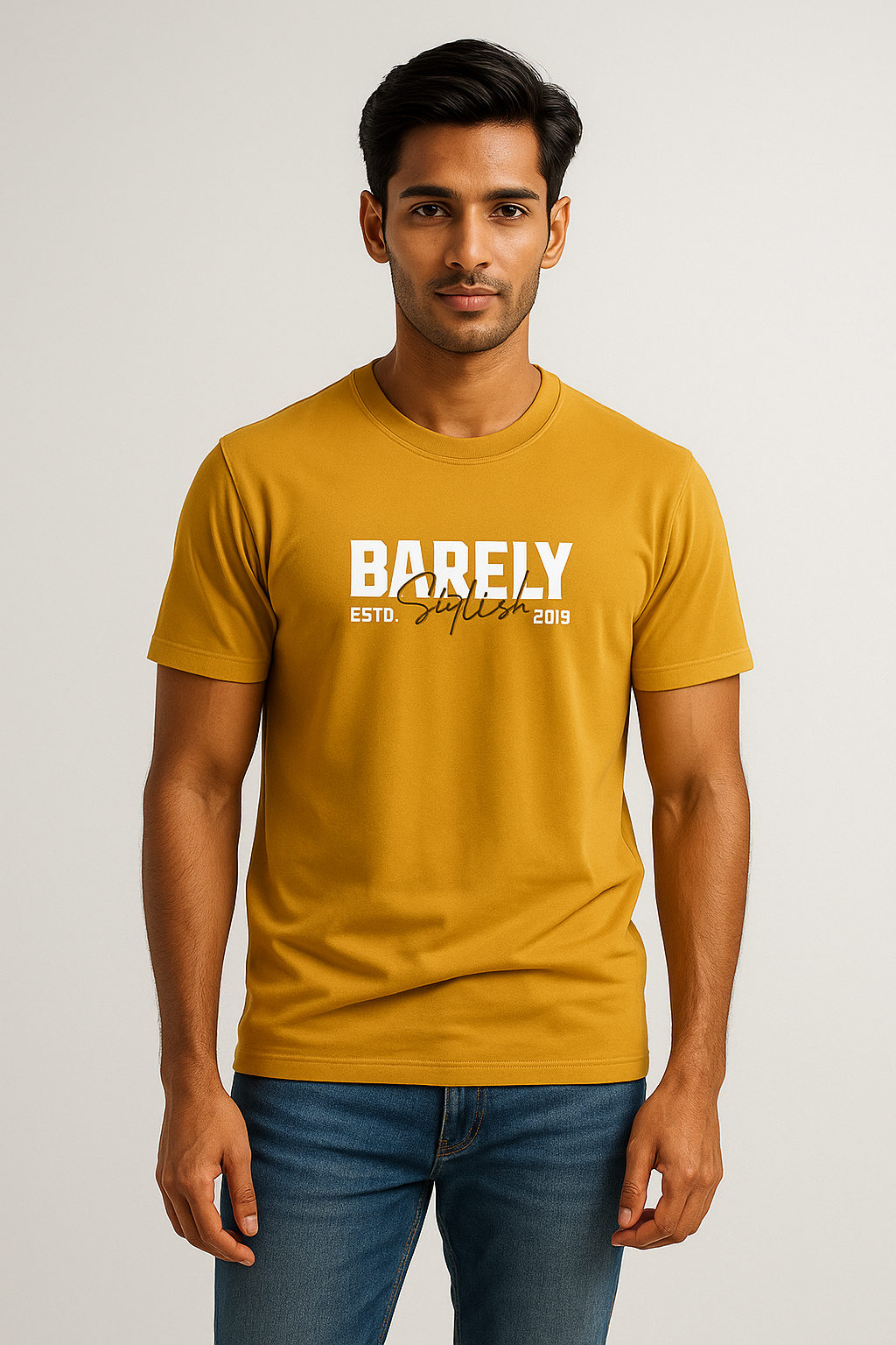 BarelyStylish Premium Cotton Crewneck T-Shirt for Men