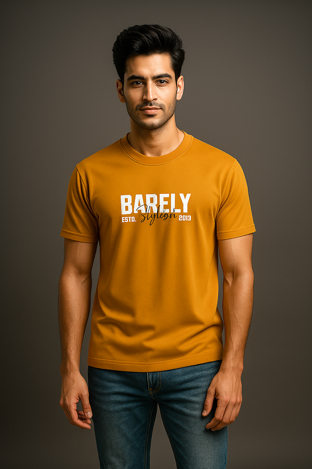 BarelyStylish Premium Cotton Crewneck T-Shirt for Men