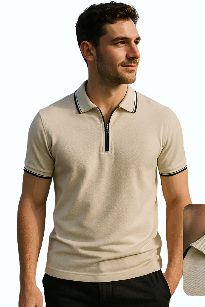 Premium Cotton Tipped Offwhite Color Polo T-Shirt – Everyday Comfort & Style