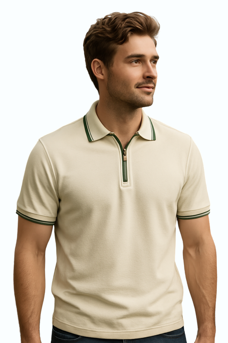 Premium Cotton Tipped Offwhite Color Polo T-Shirt – Everyday Comfort & Style