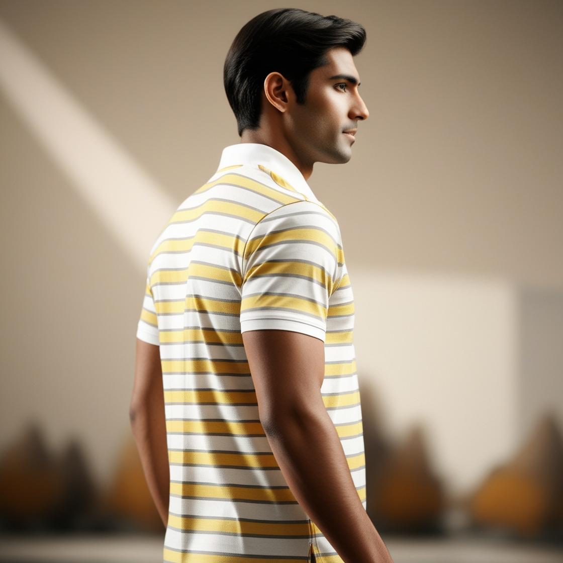 Light Yellow Stripped Polo T-Shirt for Men – Smart Casual by BarelyStylish