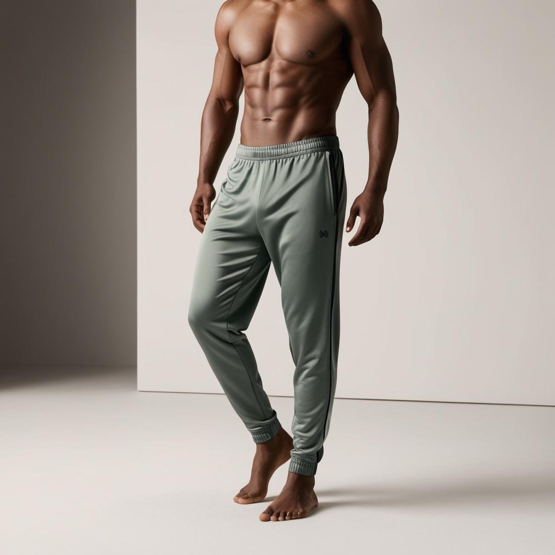 Premium Comfort Fit Men's Sage Green Track Pants – Lightweight, Breathable, All-Day Wear