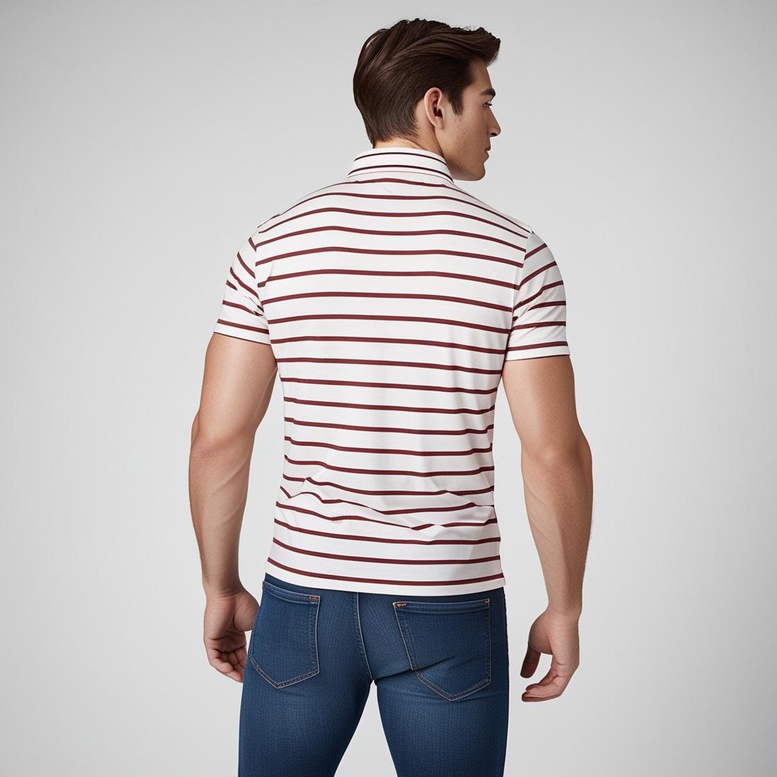 Red and White Striped Polo T-Shirt for Men – Smart Casual by BarelyStylish