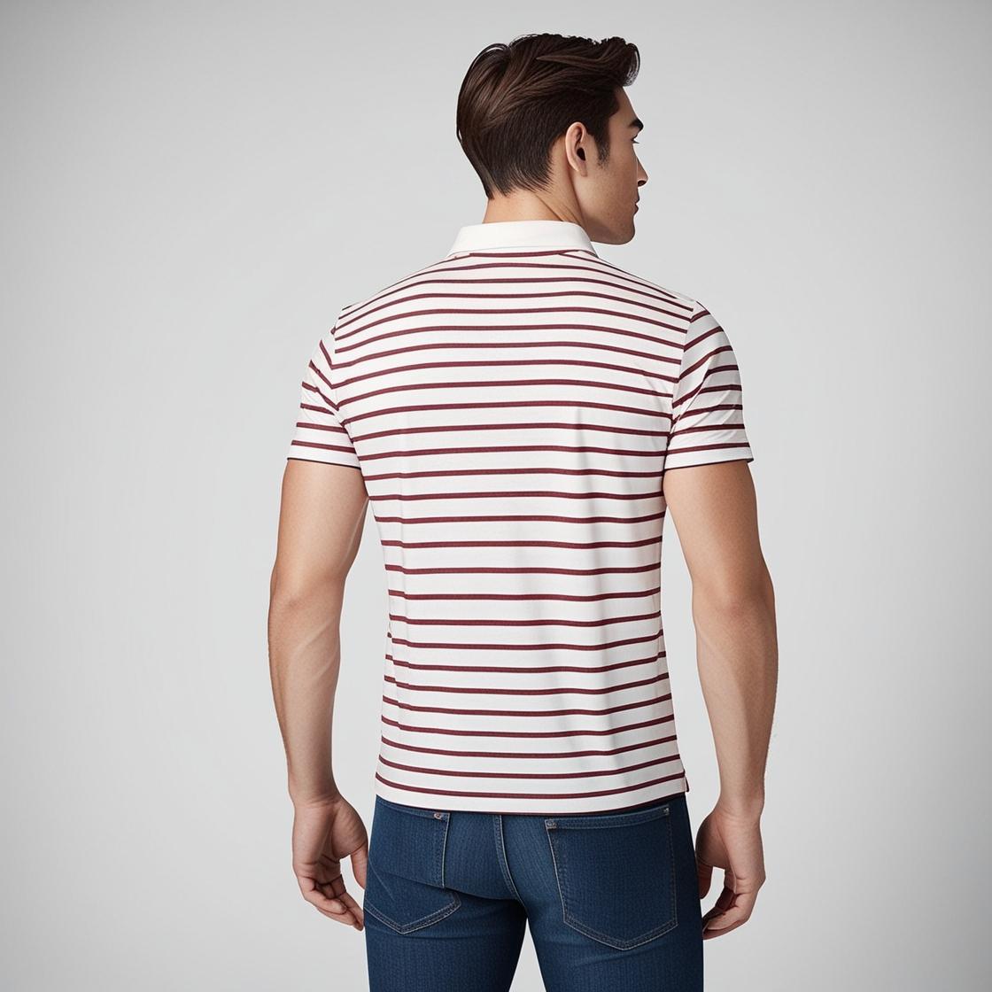 Red and White Striped Polo T-Shirt for Men – Smart Casual by BarelyStylish