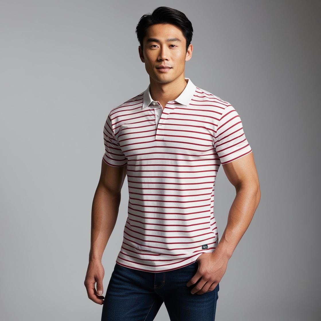 Red and White Striped Polo T-Shirt for Men – Smart Casual by BarelyStylish