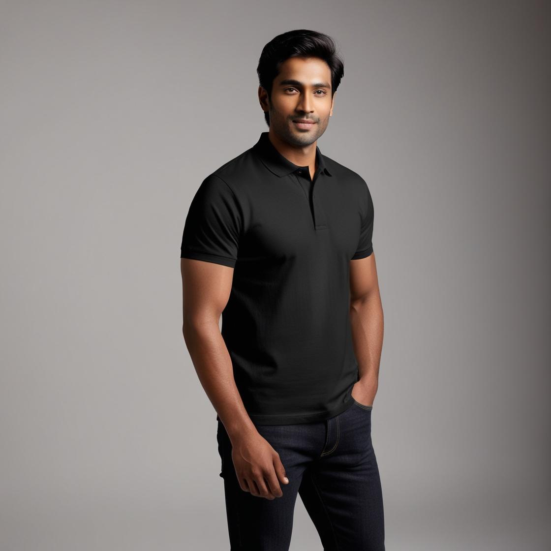 Men's Premium Jet Black T-Shirt – Minimalist Casual Wear by BarelyStylish