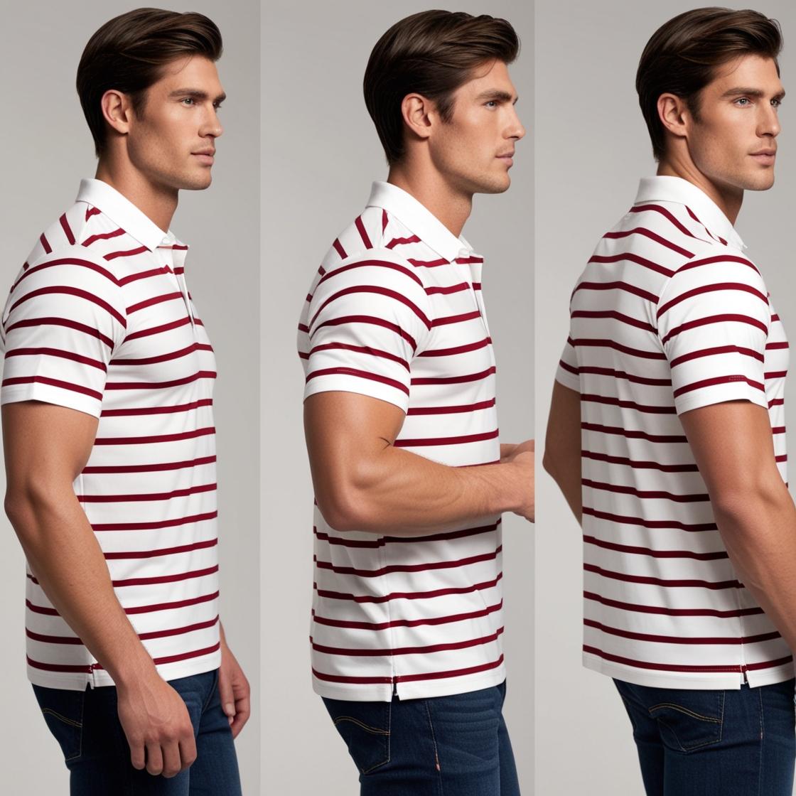 Red and White Striped Polo T-Shirt for Men – Smart Casual by BarelyStylish