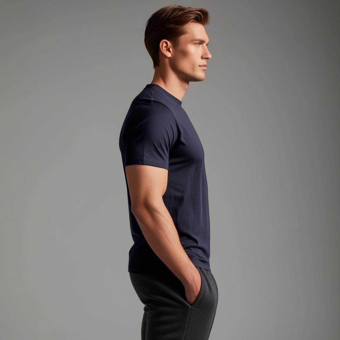 BarelyStylish Navy Blue - Abstract Caption Cotton T-shirt for everyday styling