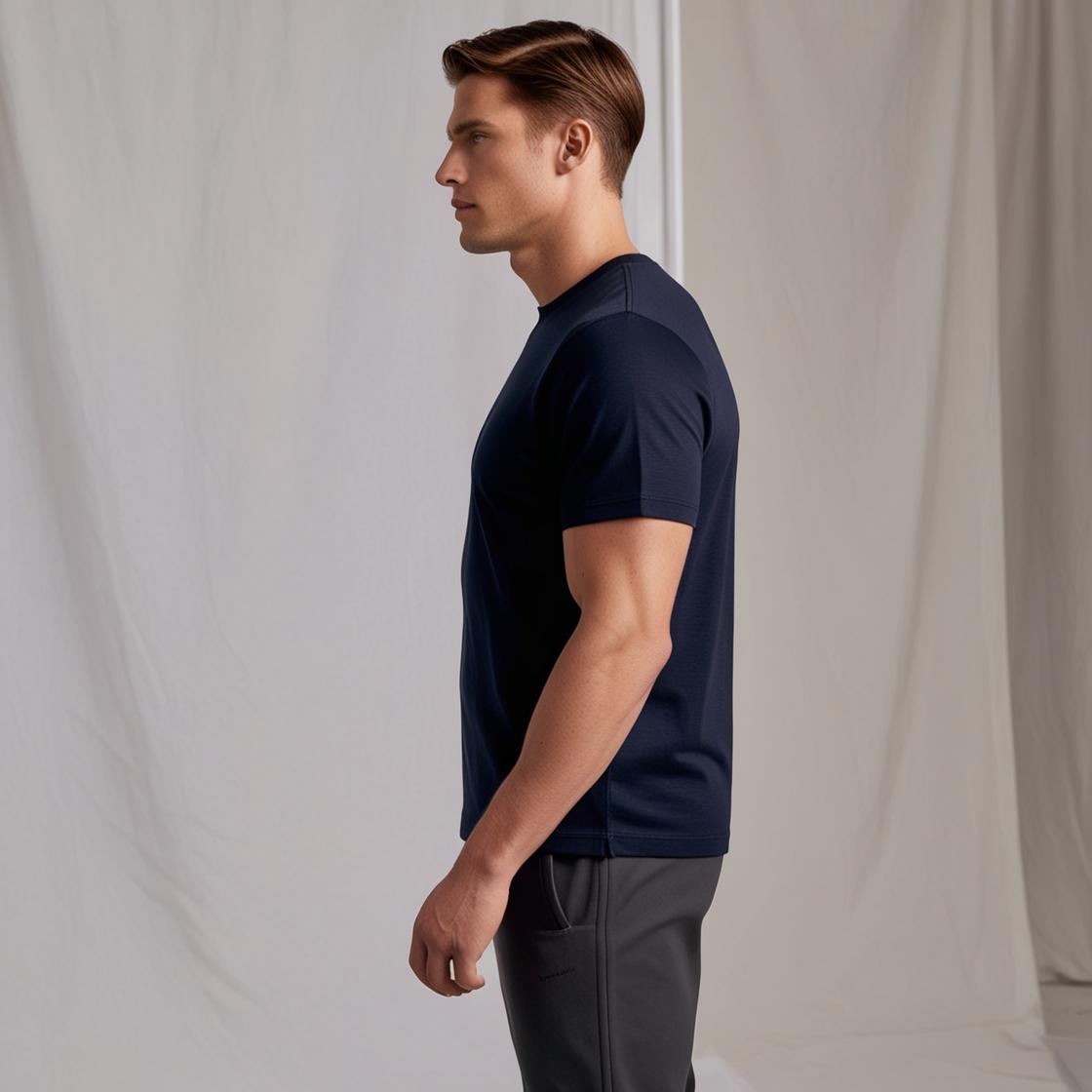 BarelyStylish Navy Blue - Abstract Caption Cotton T-shirt for everyday styling