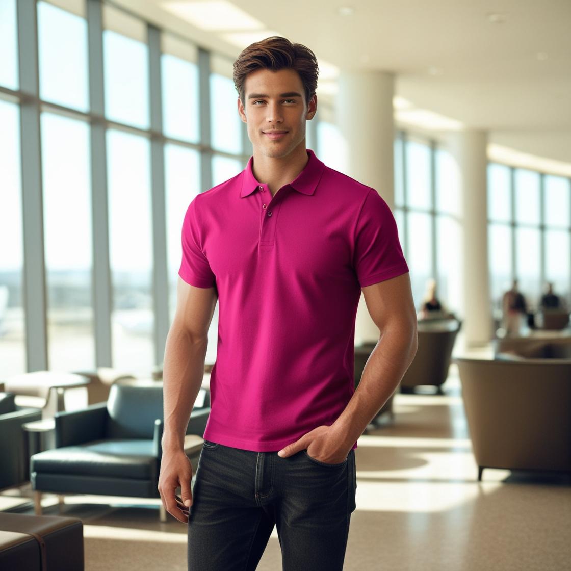Solid Magenta Color Polo T-Shirt for Men – Smart Casual by BarelyStylish