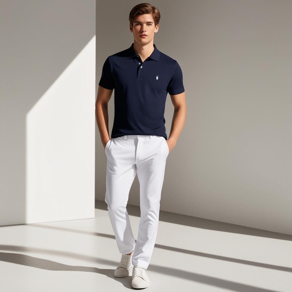 Navy Blue Polo T-Shirt for Men – Smart Casual by BarelyStylish