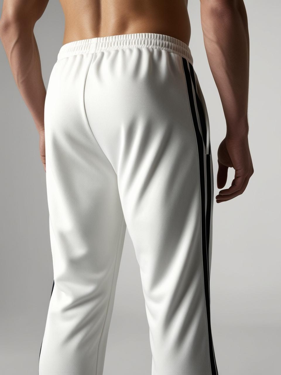 Men’s Lightweight Cotton Athletic Track Pants - White