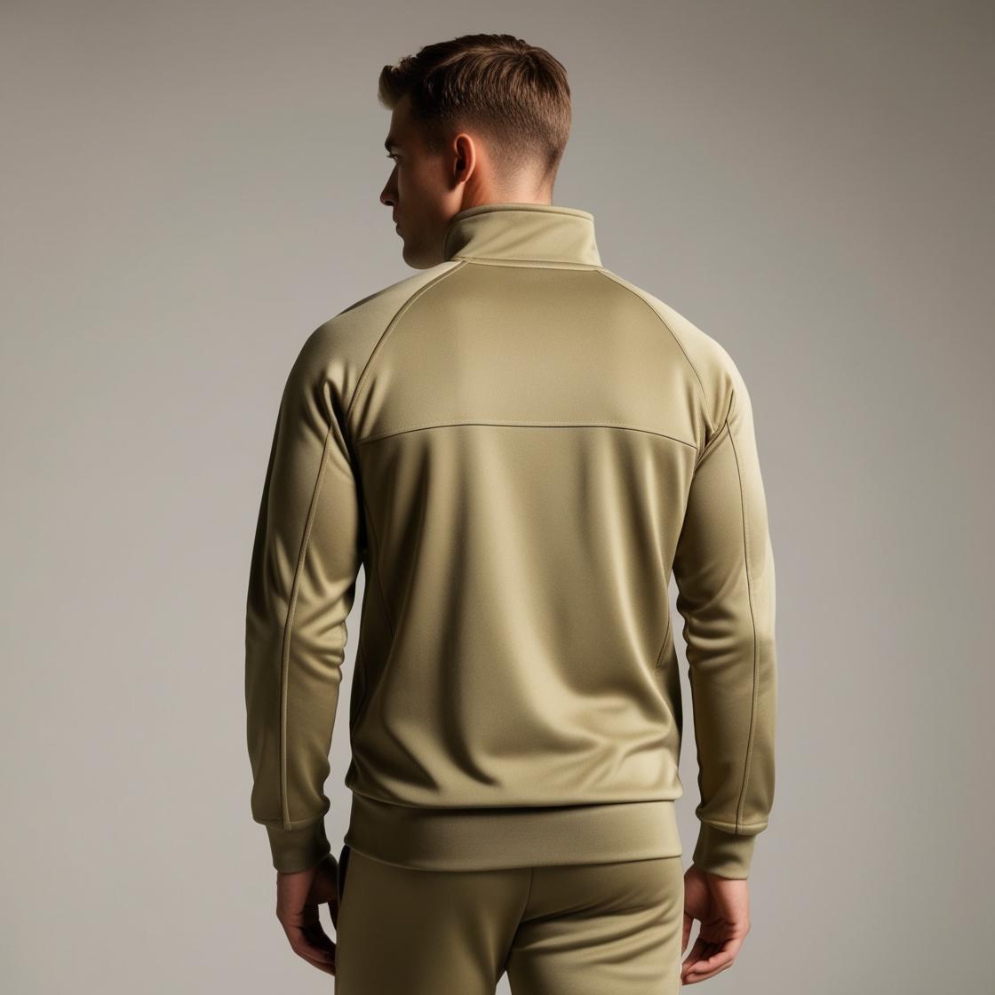 BarelyStylish Back View of Khaki Track suit for Men