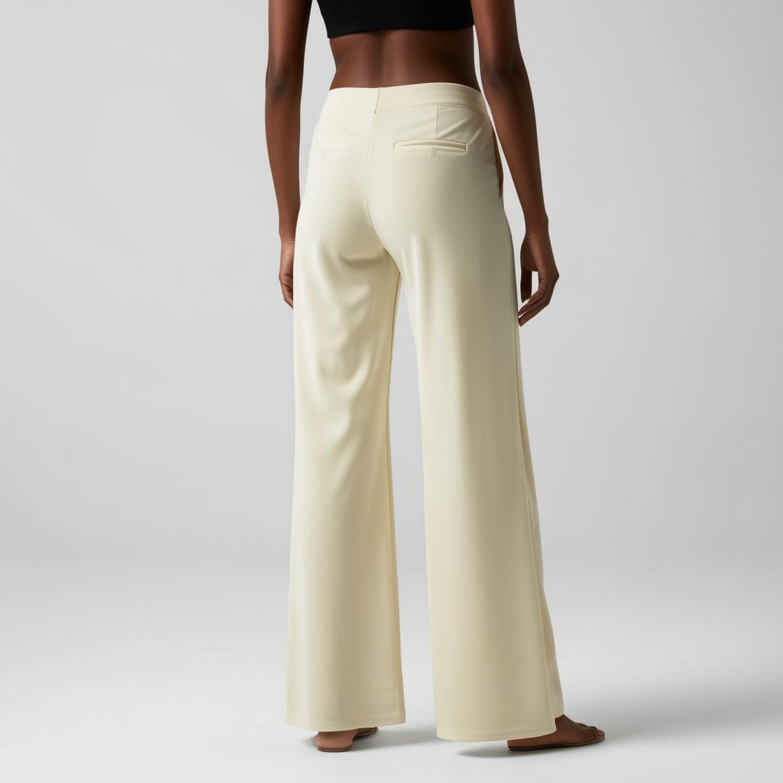 BarelyStylish Women's Palazzos – Milk Cream Effortless Comfort & Chic Style