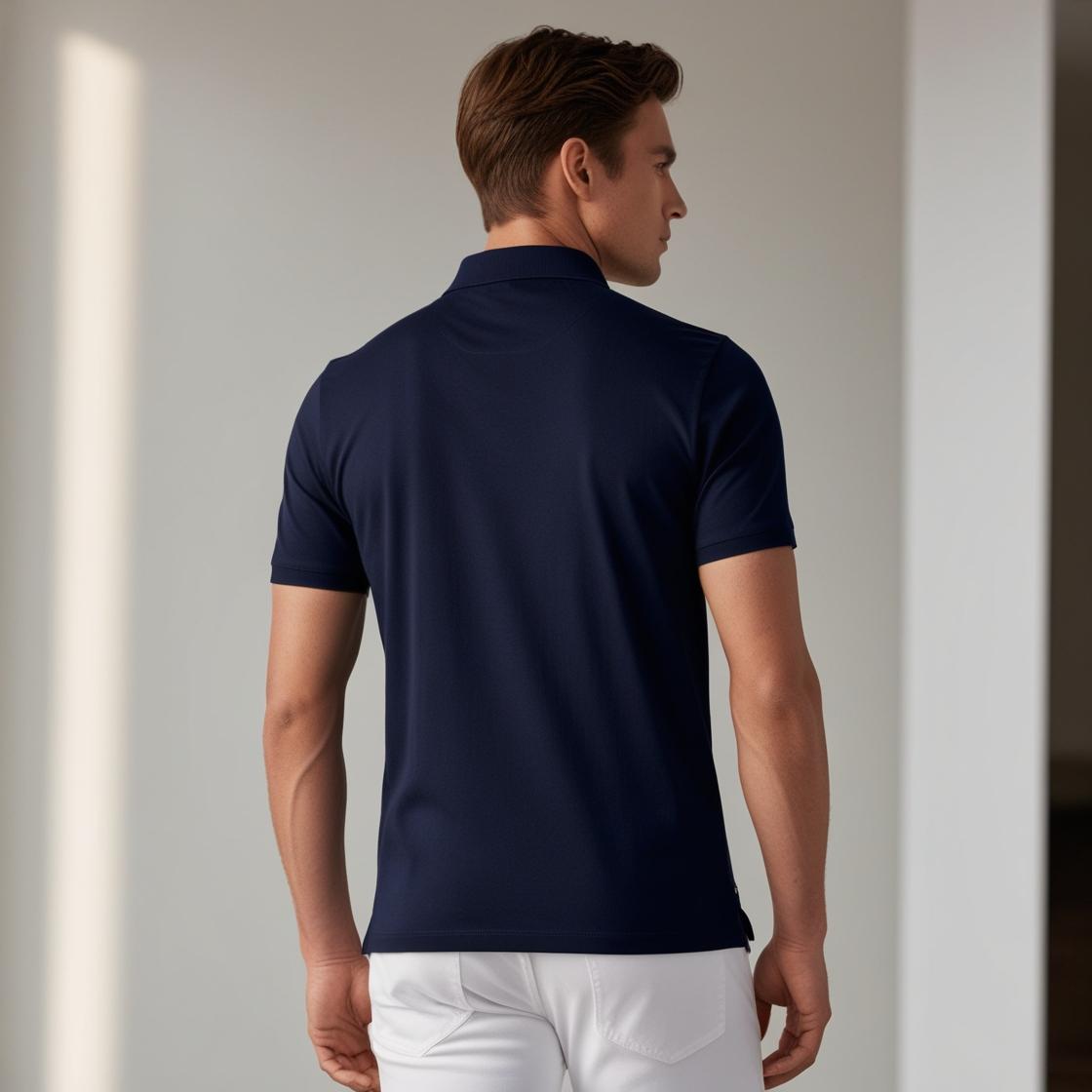 Navy Blue Polo T-Shirt for Men – Smart Casual by BarelyStylish
