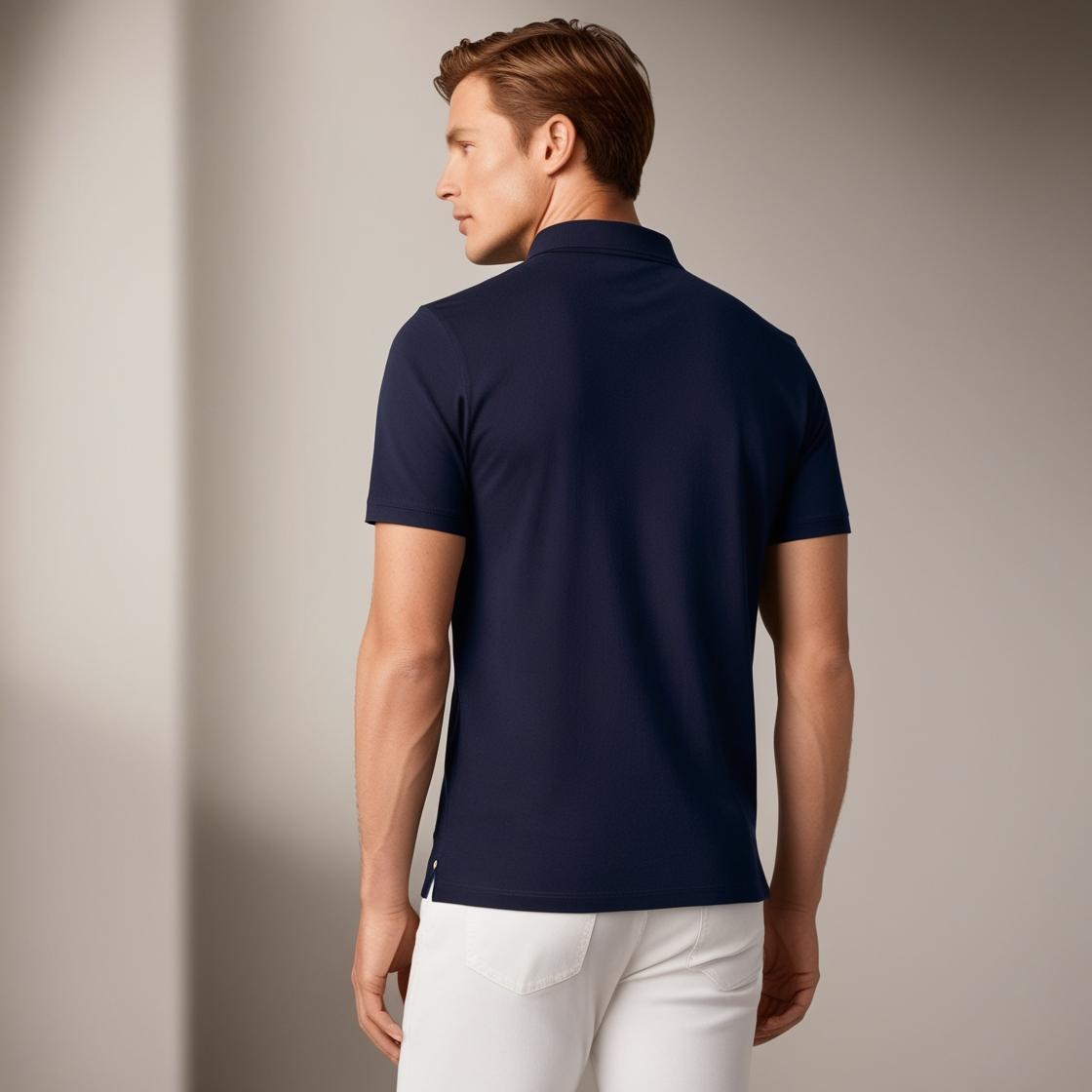 Navy Blue Polo T-Shirt for Men – Smart Casual by BarelyStylish