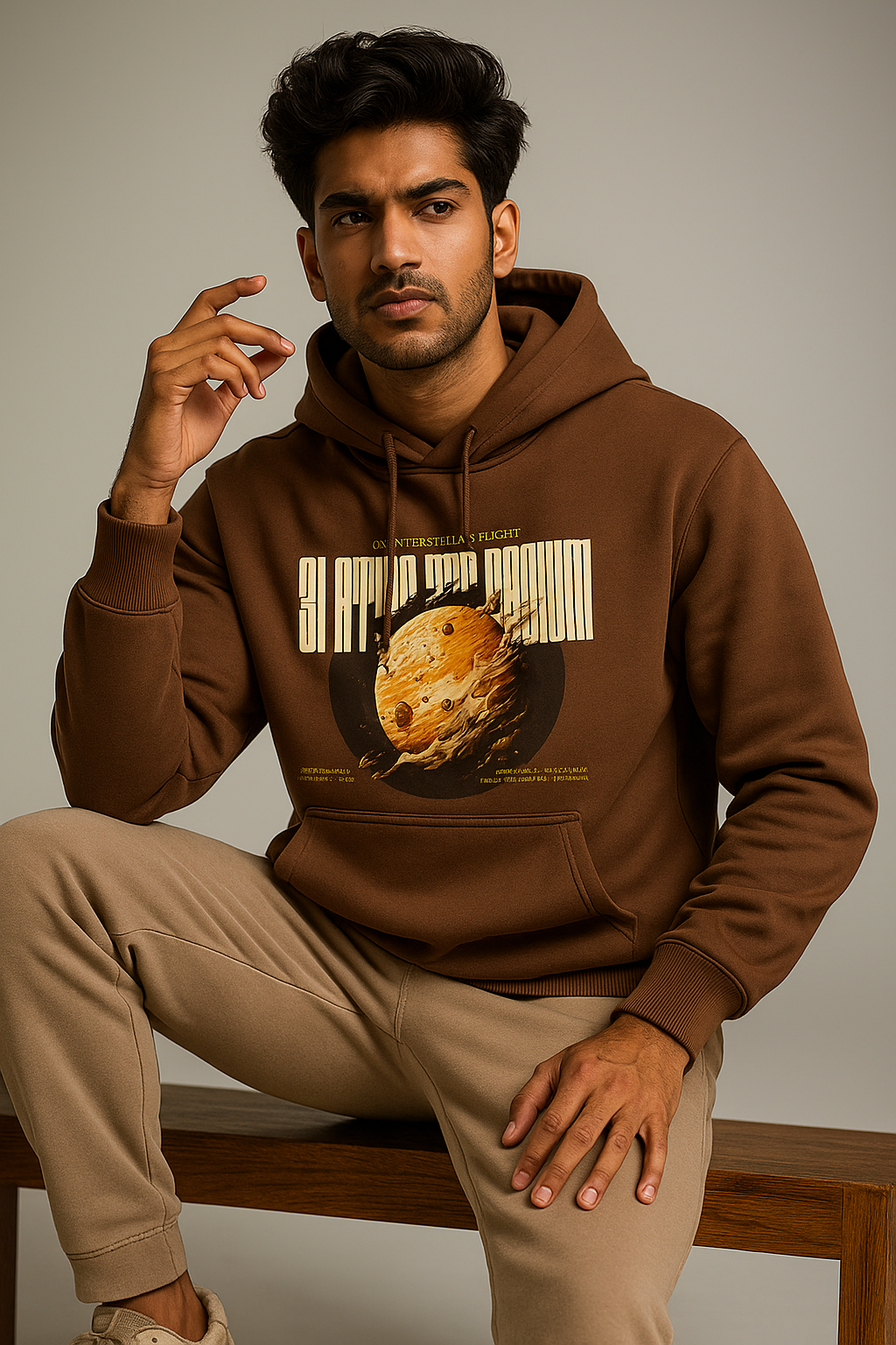 Brown 3i Atlas Interstellar Aircraft Hoodie