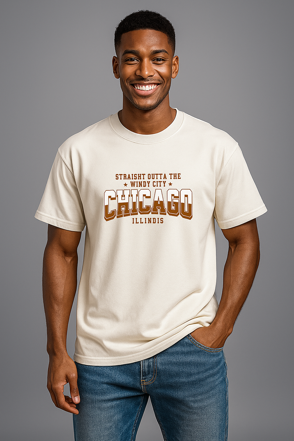 BarelyStylish Premium Cotton Crewneck T-Shirt for Men - Chicago