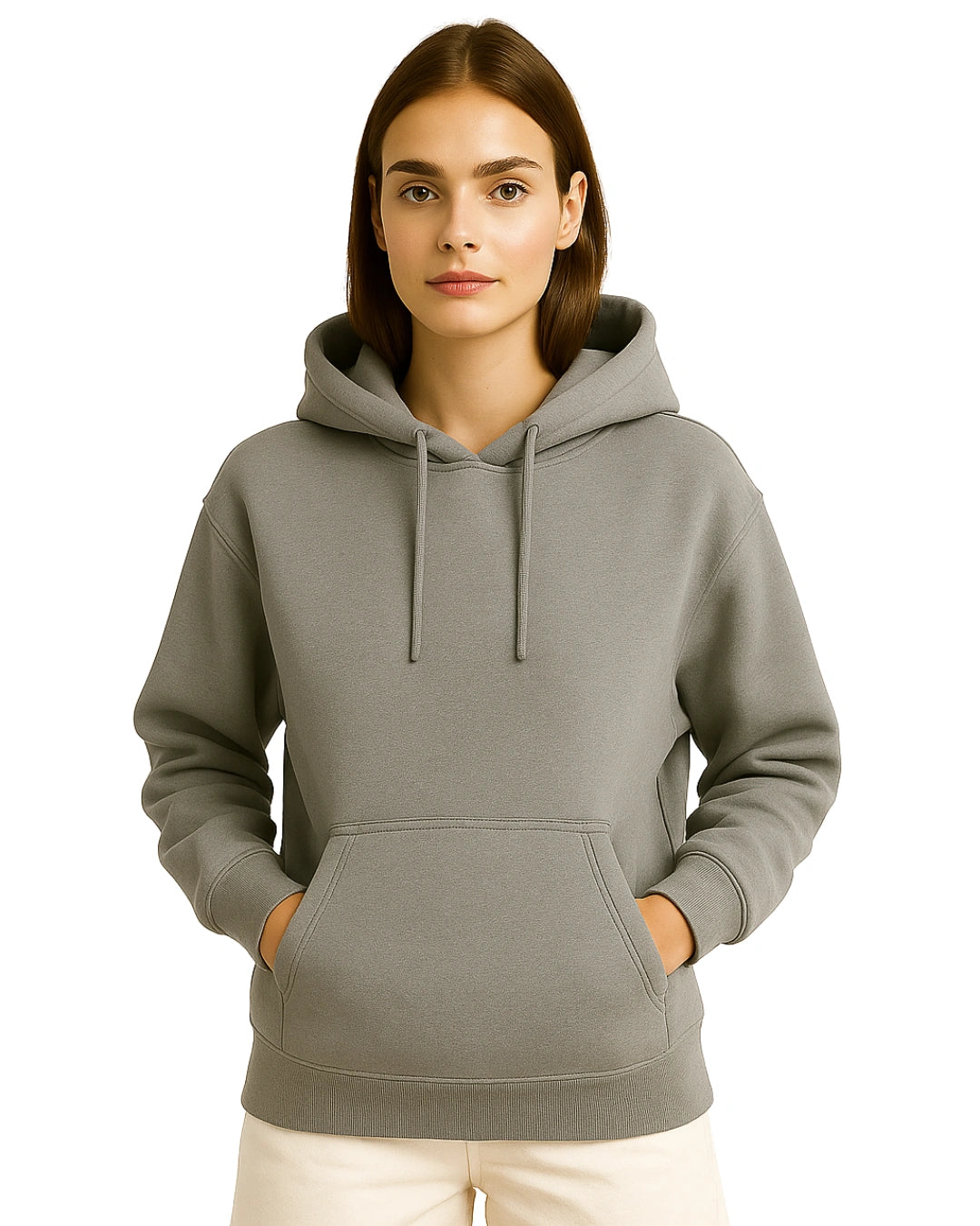 Front Profile of Grey Hoodie for Women