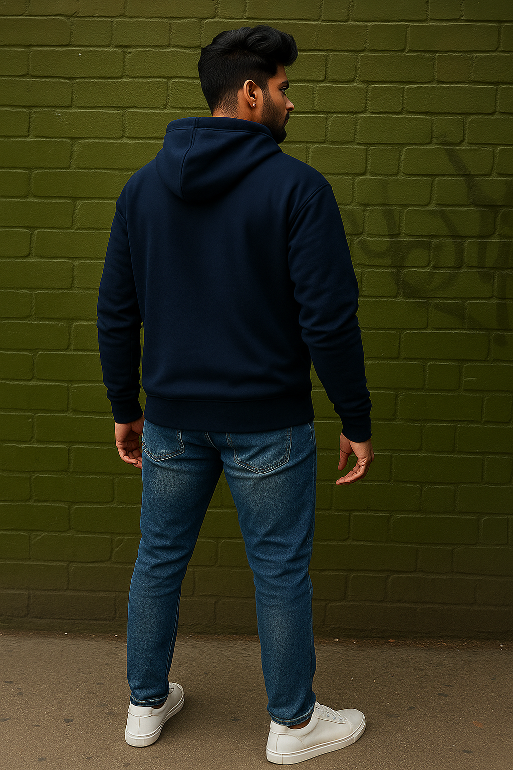 Navy Blue Indian Thread Hoodie