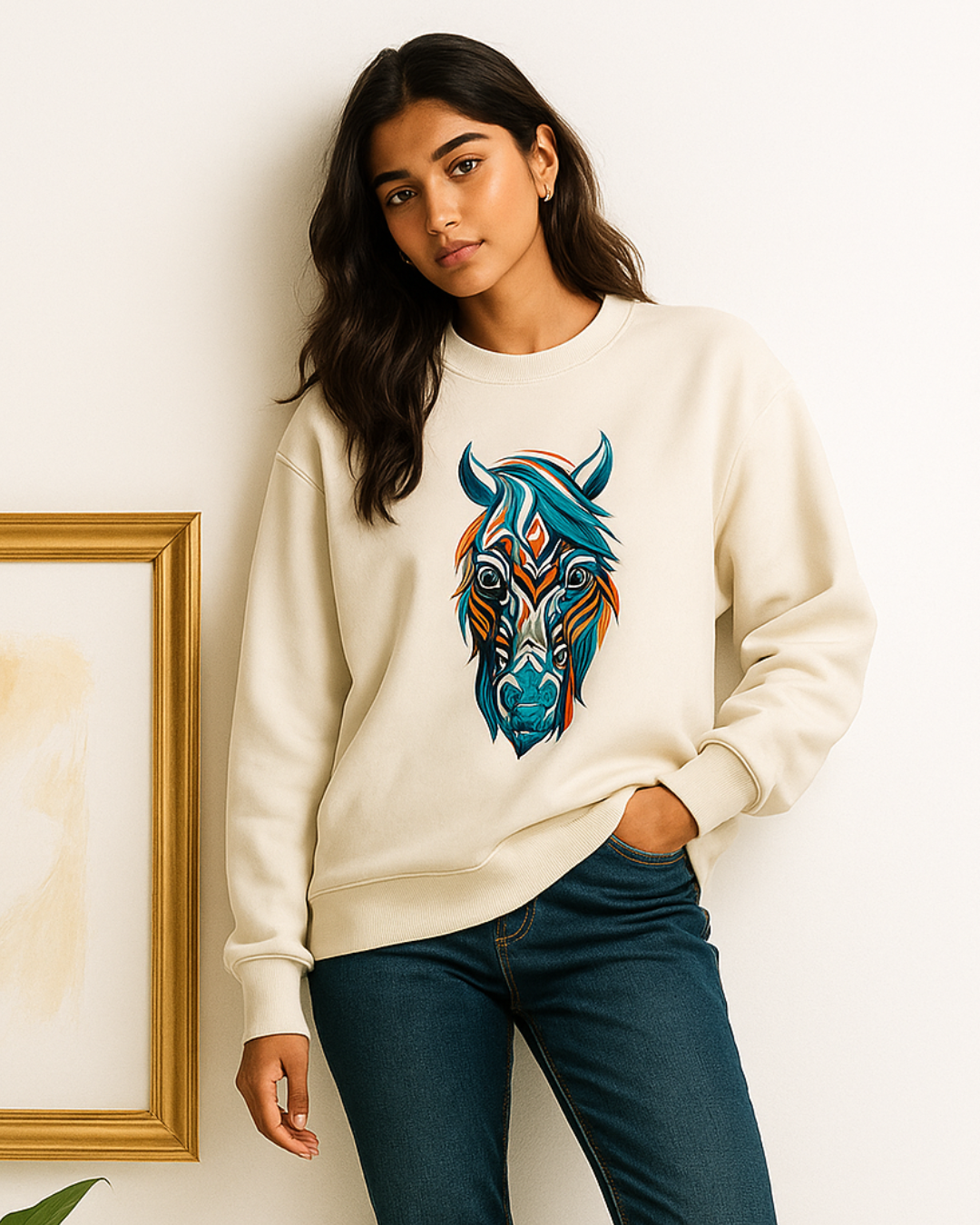 Creative Pony Art Sweatshirt for Women