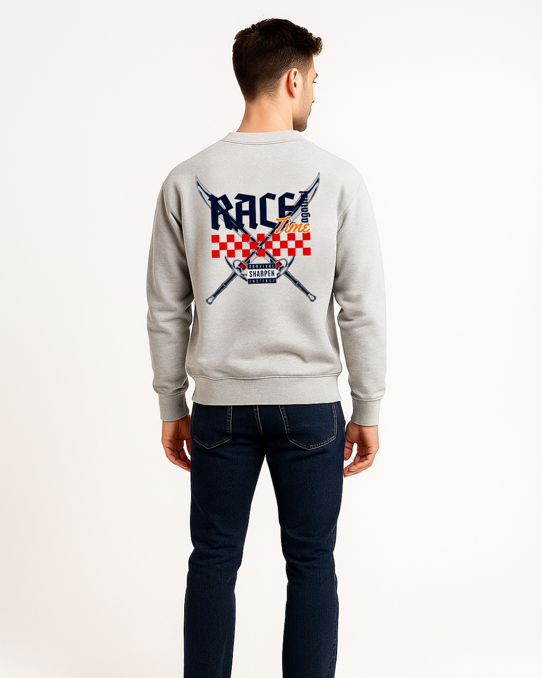 Premium Fleece Cotton Sweatshirt for Men | Race Against Time