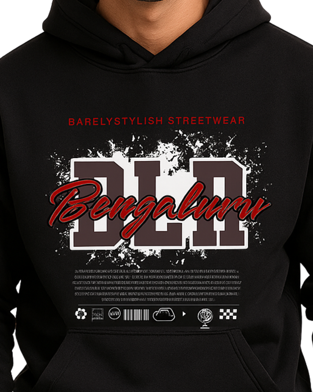 BLR Black Streetwear Hoodie For Men