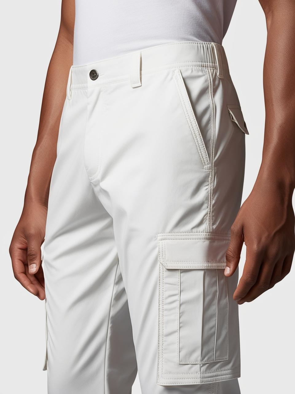 Men’s Utility Cargo Pants – White Versatile, Durable, and On-Trend