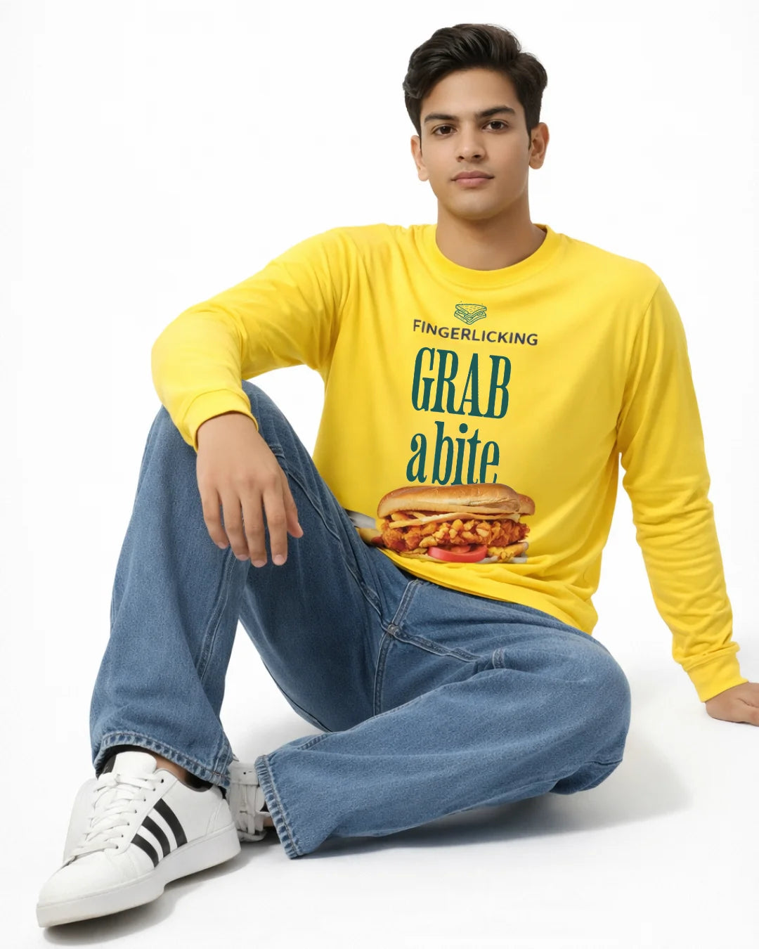 Premium Cotton Full Sleeve T-Shirt for Men | Grab a Bite – BarelyStylish