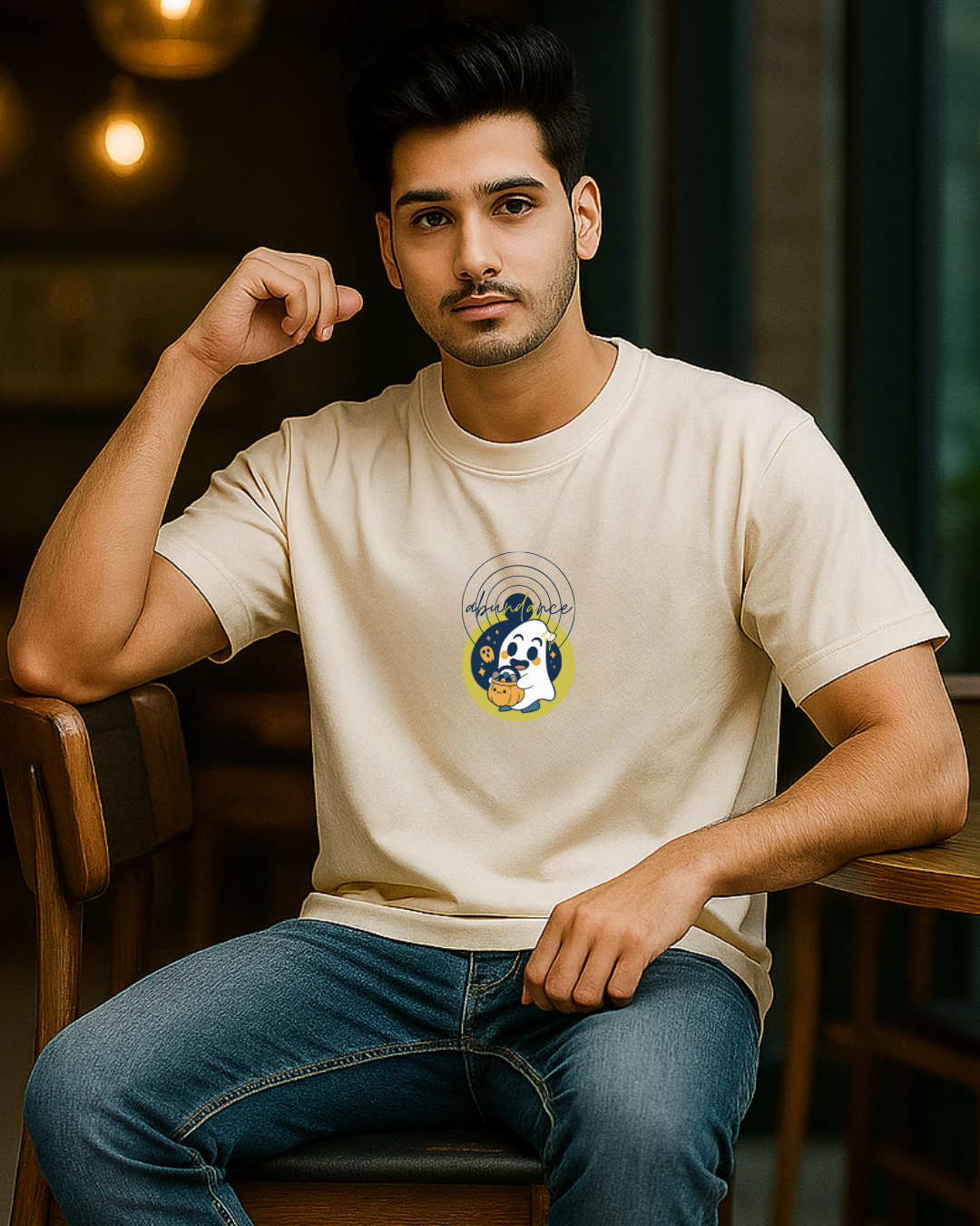Men's Premium Cotton Blend Crewneck | Ghostly Abundance