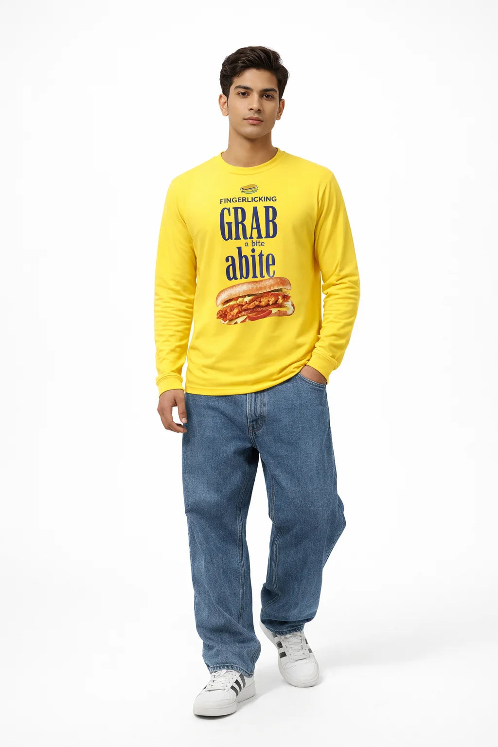 BarelyStylish Yellow Full Sleeve Cotton TShirt