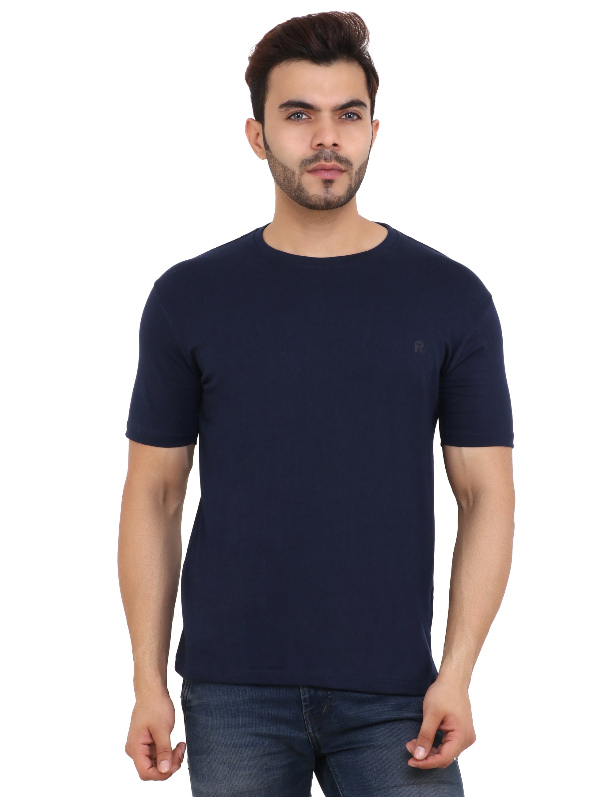Best Navy Blue Cotton Crewneck Tshirt