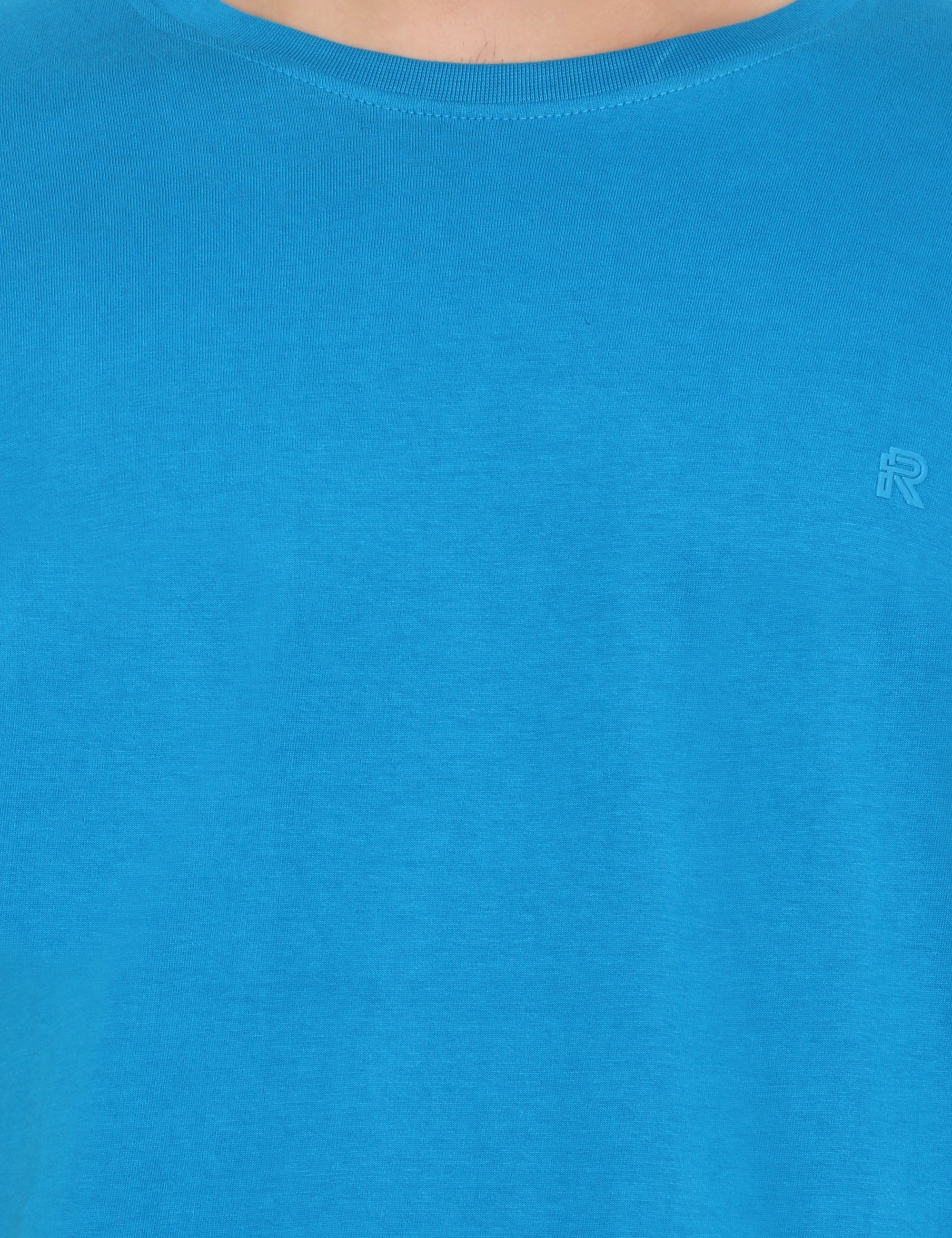 Smart Sky Blue Cotton TShirt Fabric Closeup