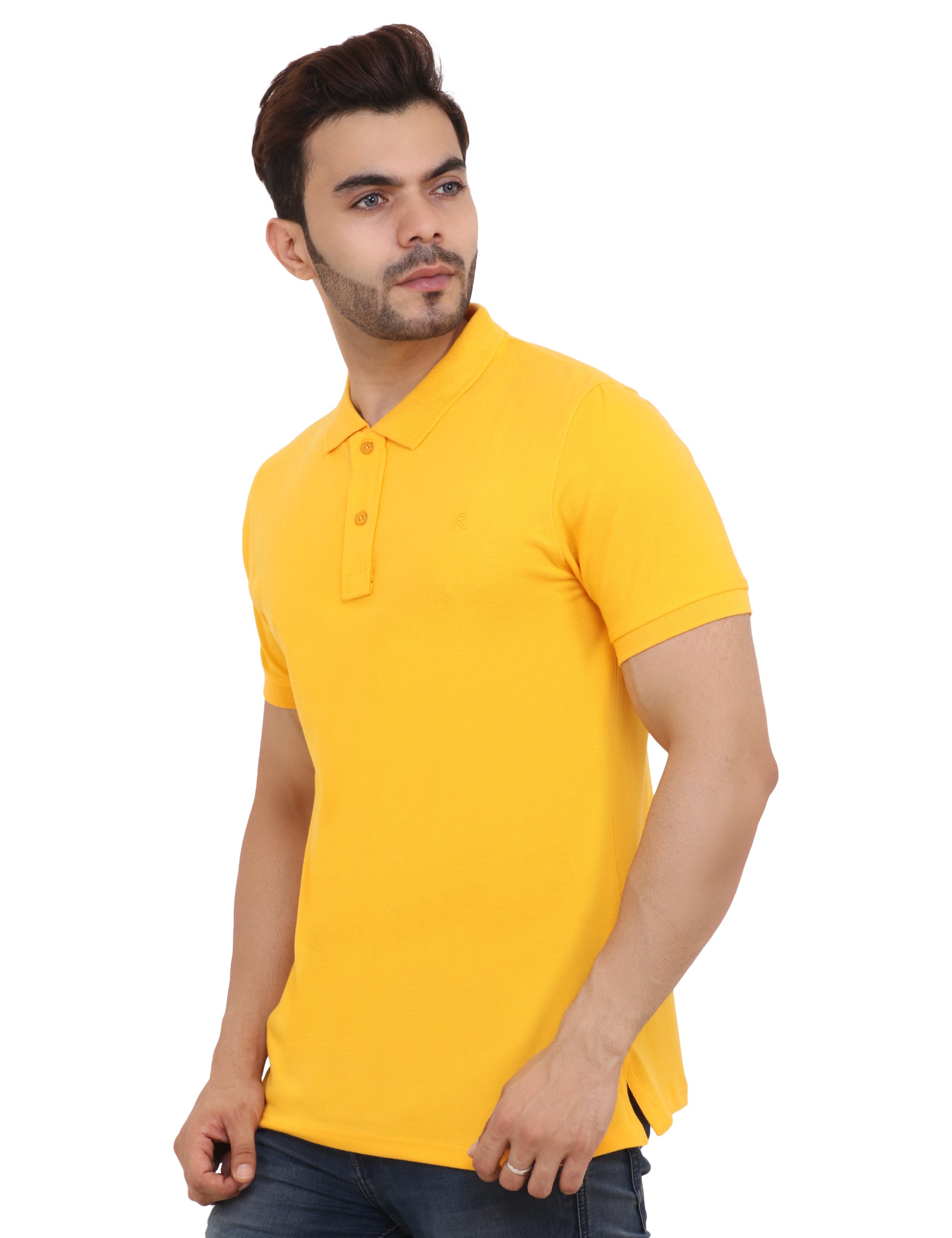 Mustard Yellow Cotton Polo TShirt for Men