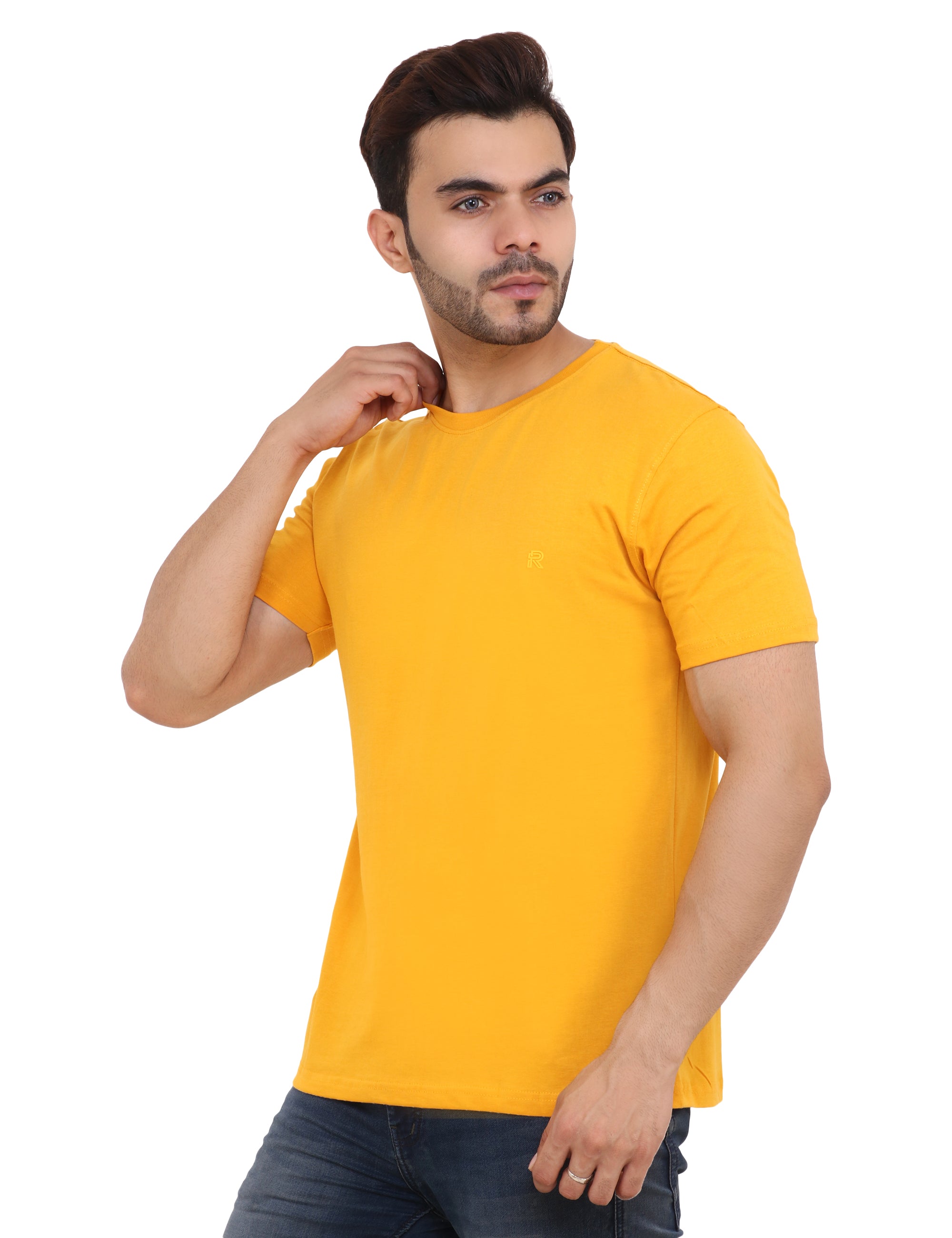 Cotton Blend Mustard Crew neck T-shirt – BarelyStylish