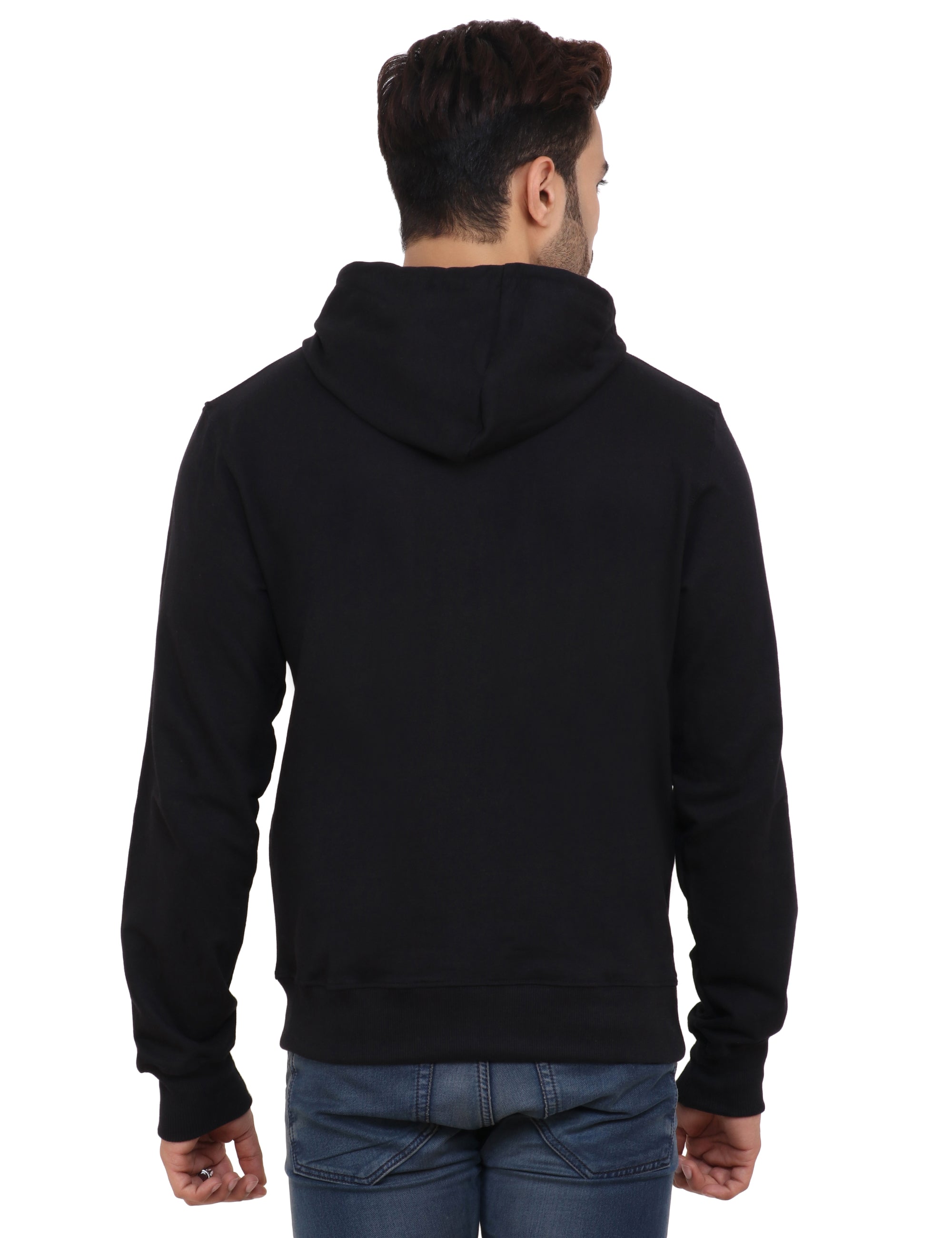 Cotton Blend Fleece Black Hoodie