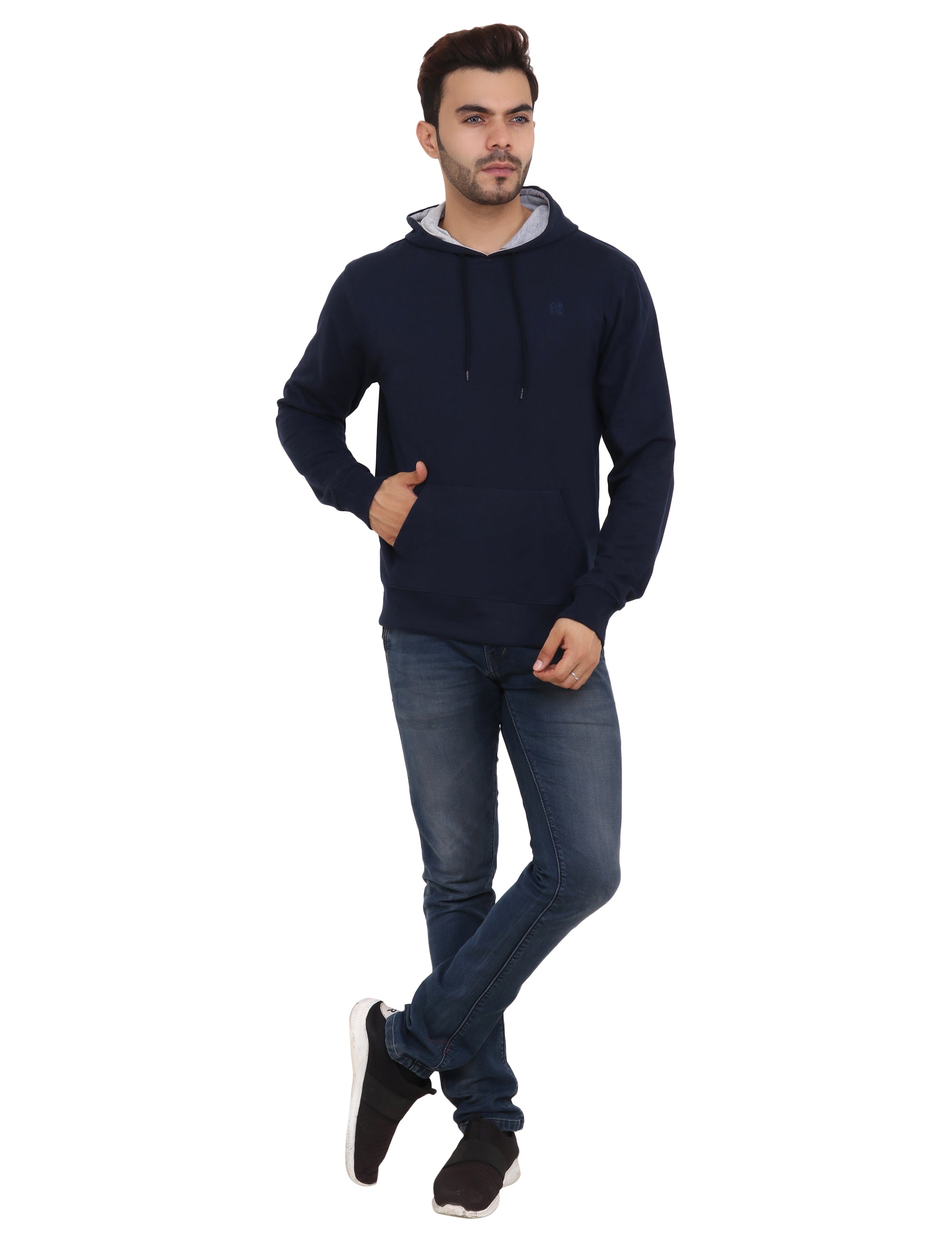 Navy Blue All weather cotton Hoodie